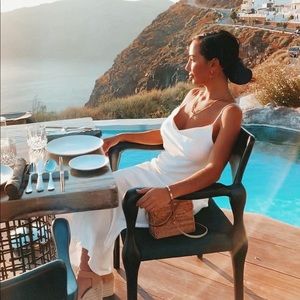 White satin dress, maxi